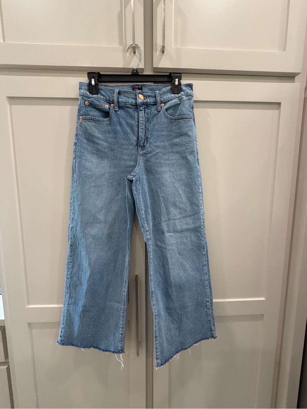 J. Crew Factory Light Blue Wide-Leg Raw Hem Jeans